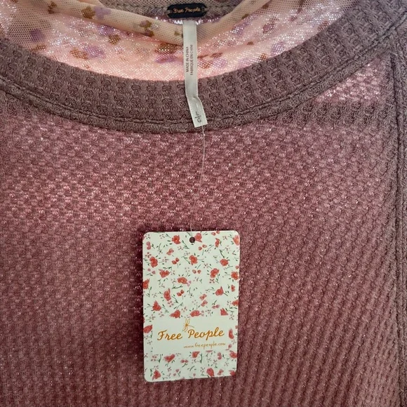 FREE PEOPLE: Sweet Escape Thermal Waffle Knit Layered Floral Chiffon Dress..NWT - Picture 9 of 11